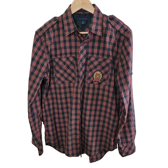 Tommy Hilfiger Other - Tommy Hilfiger Men’s Red Plaid Trim Fit Casual Shirt Hilfiger logo size S